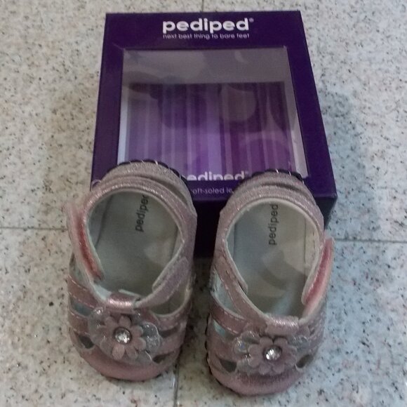 NWB PEDIPED Infant sandal soft soled leather 1739 EMME PINK summer flower - Picture 4 of 6